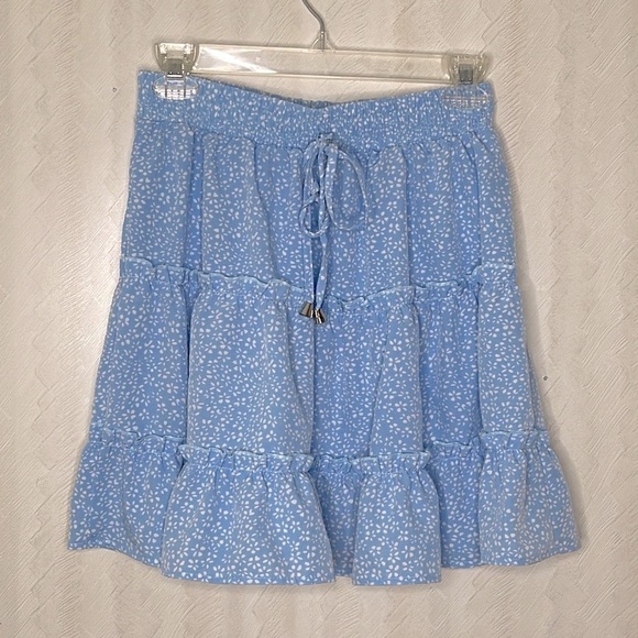 ❤️ 🆕 Mini Skirt Ruffled Boho Print High Waist Casual Swing Flowy Floral Size S - Picture 2 of 5